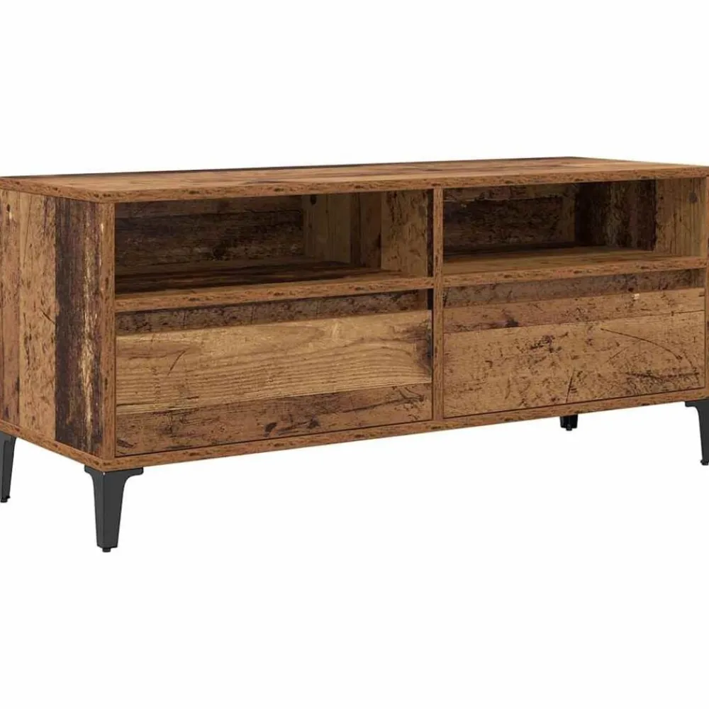 Tv-Meubels*vidaXL TV-kast 100 x 34,5 x 44,5 cm Gemonteerd hout en ijzer Oud hout