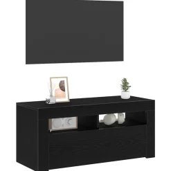Tv-Meubels*vidaXL TV-kast 90 x 35 x 40 cm Bewerkt hout Zwart eiken