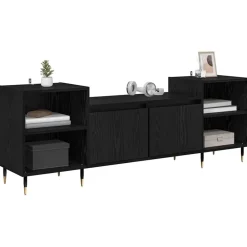 Tv-Meubels*vidaXL TV-kast 160 x 35 x 55 cm Bewerkt hout Zwart eiken