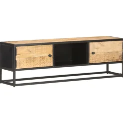Tv-meubel met bewerkte deur 130x30x40 cm ruw mangohout>vidaXL Sale