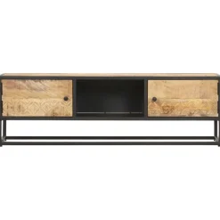 Tv-meubel met bewerkte deur 130x30x40 cm ruw mangohout><noscript><img width=