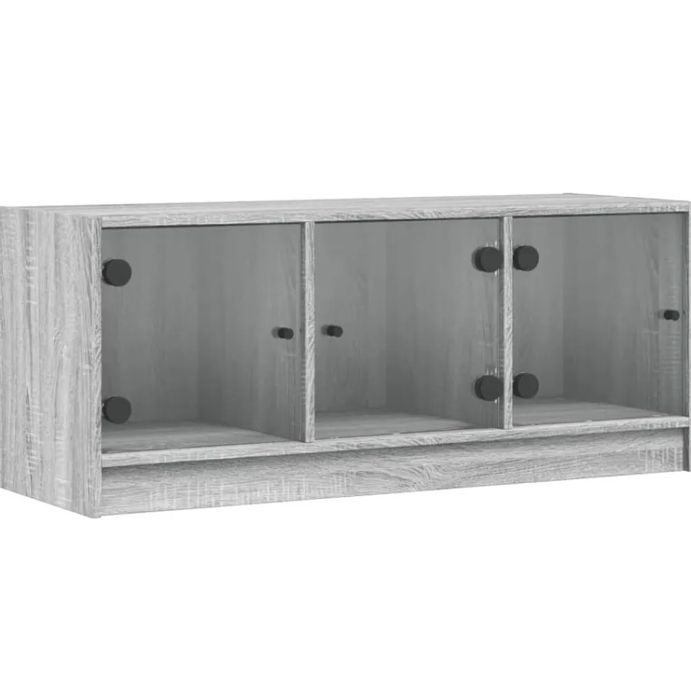 Tv-Meubels*vidaXL Tv-meubel met glazen deuren 102x37x42 cm eiken Grijs sonoma