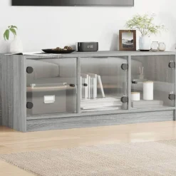 Tv-Meubels*vidaXL Tv-meubel met glazen deuren 102x37x42 cm eiken Grijs sonoma