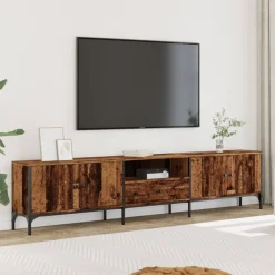 Tv-meubel met lade 200x25x44 cm bewerkt hout kleurig>vidaXL Clearance