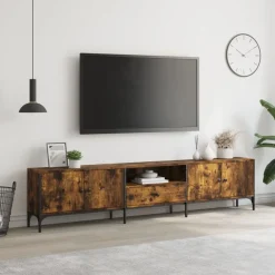 Tv-meubel met lade 200x25x44 cm bewerkt hout kleur><noscript><img width=