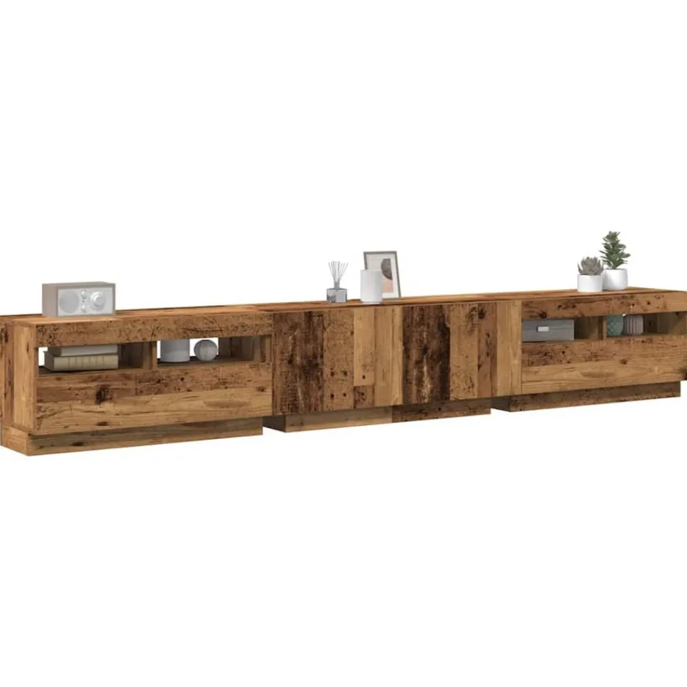 Tv-meubel met LED 260x35x40 cm bewerkt hout>vidaXL