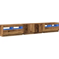 Tv-meubel met LED 260x35x40 cm bewerkt hout><noscript><img width=