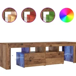 Tv-meubel met LED 140x36,5x40 cm bewerkt hout>vidaXL Best