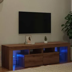 Tv-meubel met LED 140x36,5x40 cm bewerkt hout artisanaal eiken><noscript><img width=