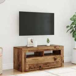 Tv-meubel met LED 90x35x40 cm bewerkt hout>vidaXL New