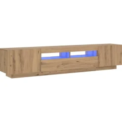 Tv-meubel met LED 200x35x40 cm bewerkt hout artisanaal eiken>vidaXL Clearance