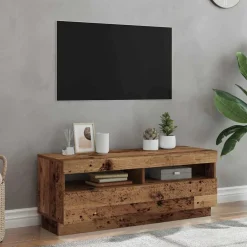 Tv-meubel met LED 100x35x40 cm bewerkt hout>vidaXL Outlet