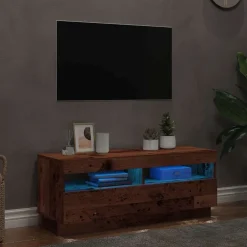 Tv-meubel met LED 100x35x40 cm bewerkt hout><noscript><img width=