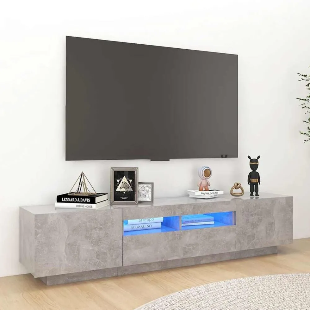 Tv-Meubels*vidaXL Tv-meubel met LED-verlichting 180x35x40 cm Betongrijs