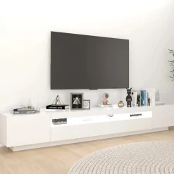 Tv-Meubels*vidaXL Tv-meubel met LED-verlichting 260x35x40 cm Wit