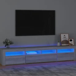 Tv-meubel met LED-verlichting 210x35x40 cm eiken>vidaXL Outlet