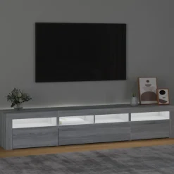 Tv-meubel met LED-verlichting 210x35x40 cm eiken><noscript><img width=