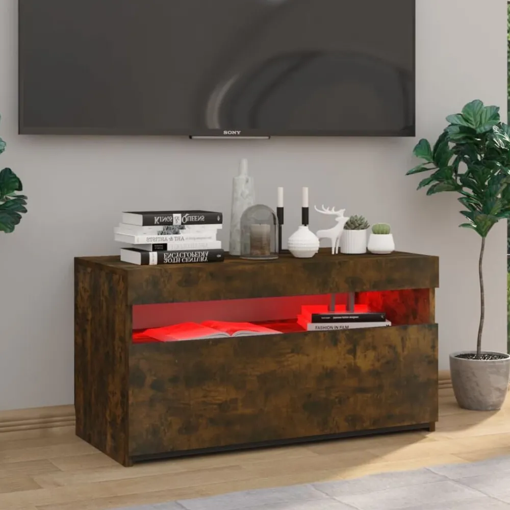 Tv-Meubels*vidaXL Tv-meubel met LED-verlichting 75x35x40 cm kleurig Gerookt eiken