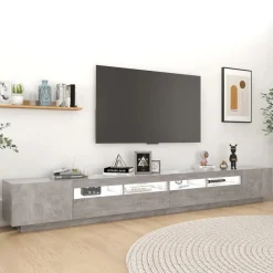 Tv-Meubels*vidaXL Tv-meubel met LED-verlichting 300x35x40 cm Betongrijs