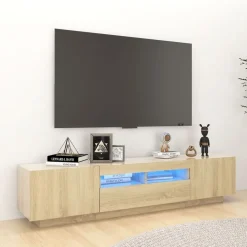 Tv-Meubels*vidaXL Tv-meubel met LED-verlichting 180x35x40 cm kleurig Sonoma eiken