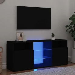 Tv-Meubels*vidaXL Tv-meubel met LED-verlichting 120x30x50 cm Zwart