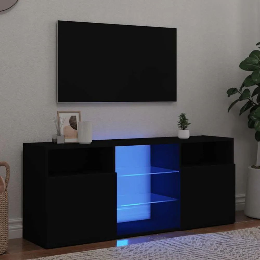 Tv-Meubels*vidaXL Tv-meubel met LED-verlichting 120x30x50 cm Zwart