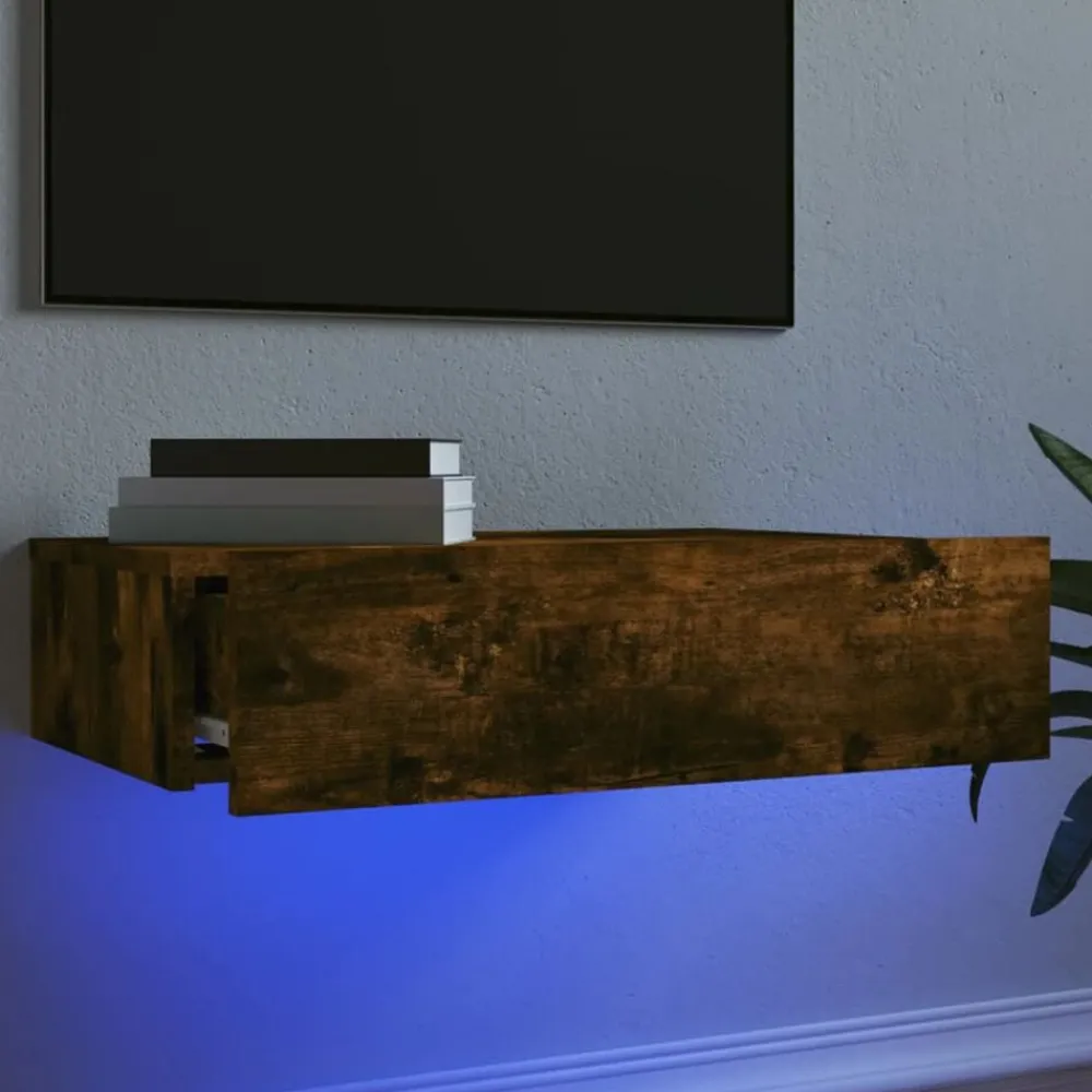 Tv-Meubels*vidaXL Tv-meubel met LED-verlichting 60x35x15,5 cm kleur Gerookt eiken