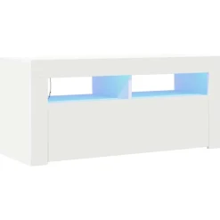 Tv-Meubels*vidaXL Tv-meubel met LED-verlichting 90x35x40 cm Wit