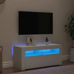 Tv-Meubels*vidaXL Tv-meubel met LED-verlichting 90x35x40 cm Wit
