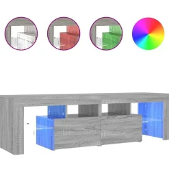Tv-meubel met LED-verlichting 140x36,5x40 cm eiken>vidaXL Outlet
