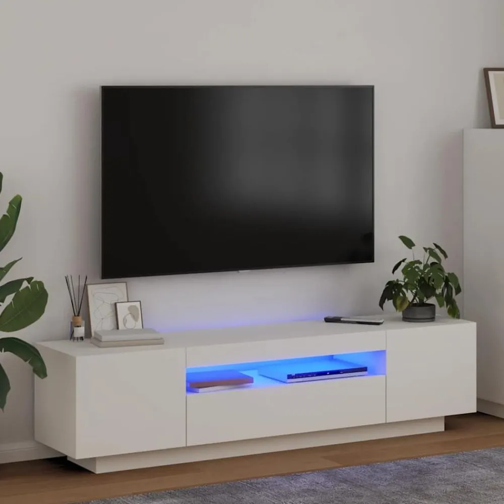 Tv-Meubels*vidaXL Tv-meubel met LED-verlichting 160x35x40 cm Wit