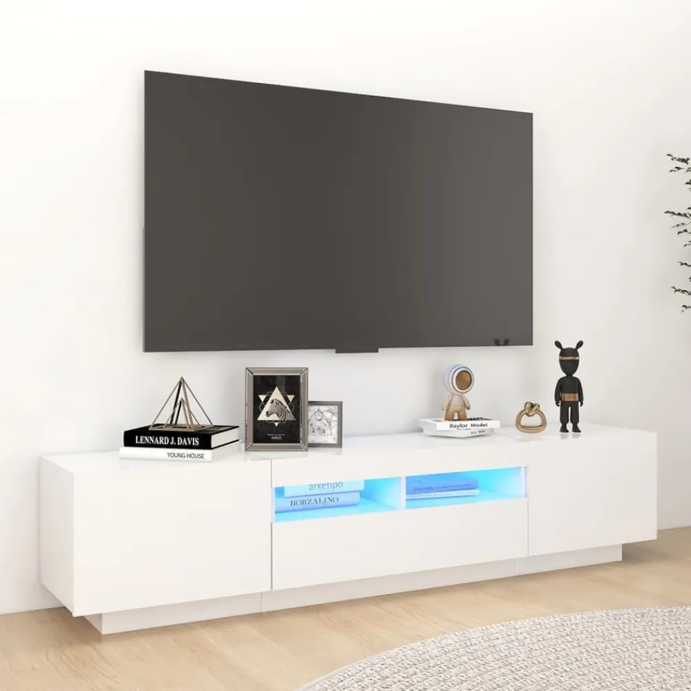 Tv-Meubels*vidaXL Tv-meubel met LED-verlichting 180x35x40 cm Wit