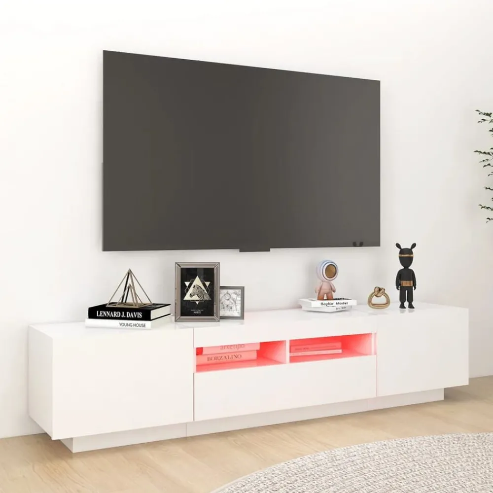 Tv-Meubels*vidaXL Tv-meubel met LED-verlichting 180x35x40 cm Wit
