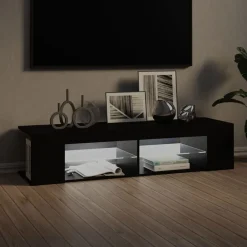 Tv-Meubels*vidaXL Tv-meubel met LED-verlichting 135x39x30 cm Zwart