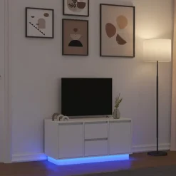 Tv-Meubels*vidaXL Tv-meubel met LED-verlichting 100x41x50 cm Wit