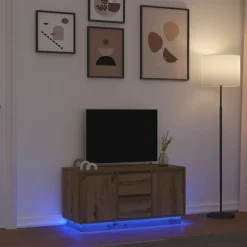 Tv-meubel met LED-verlichting 100x41x50 cm artisanaal eiken>vidaXL Clearance