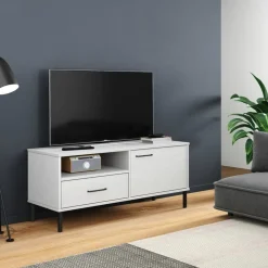 Tv-meubel met metalen poten OSLO massief grenenhout>vidaXL