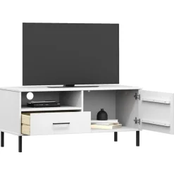 Tv-meubel met metalen poten OSLO massief grenenhout><noscript><img width=