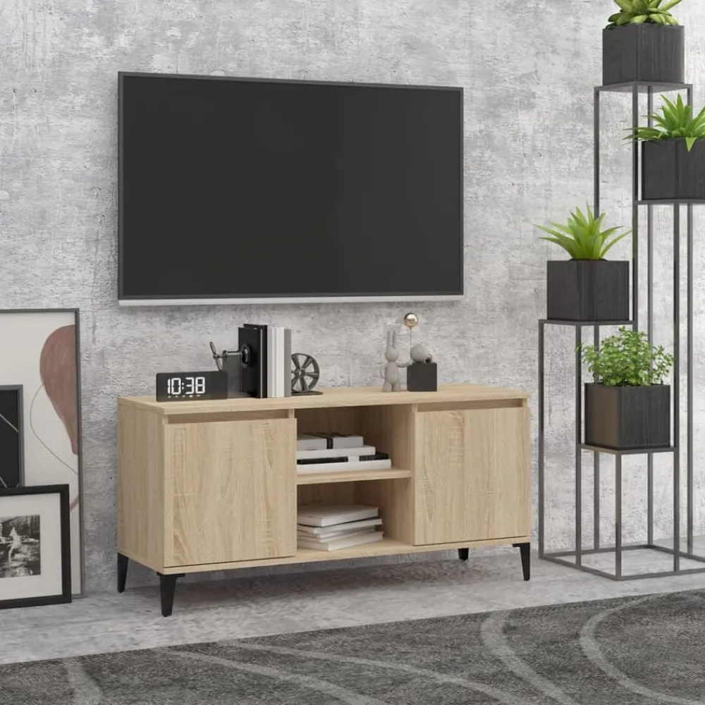 Tv-Meubels*vidaXL Tv-meubel met metalen poten 103,5x35x50 cm kleurig Sonoma eiken