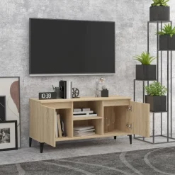 Tv-Meubels*vidaXL Tv-meubel met metalen poten 103,5x35x50 cm kleurig Sonoma eiken