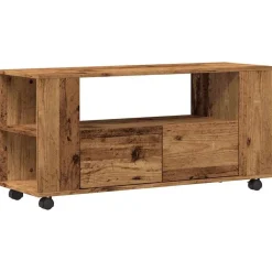 Tv-Meubels*vidaXL Tv-meubel met wielen 102x34,5x43 cm bewerkt hout Oud hout