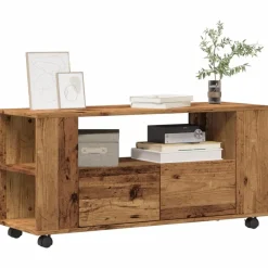 Tv-Meubels*vidaXL Tv-meubel met wielen 102x34,5x43 cm bewerkt hout Oud hout