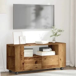 Tv-Meubels*vidaXL Tv-meubel met wielen 102x34,5x43 cm bewerkt hout Oud hout
