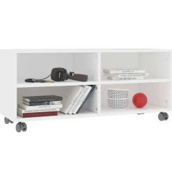 Tv-Meubels*vidaXL Tv-meubel met wieltjes 90x35x35 cm bewerkt hout Wit