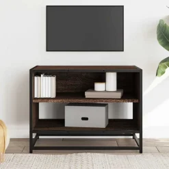 Tv-Meubels*vidaXL Tv-meubel 61x40x46 cm bewerkt hout metaal bruin eikenkleur