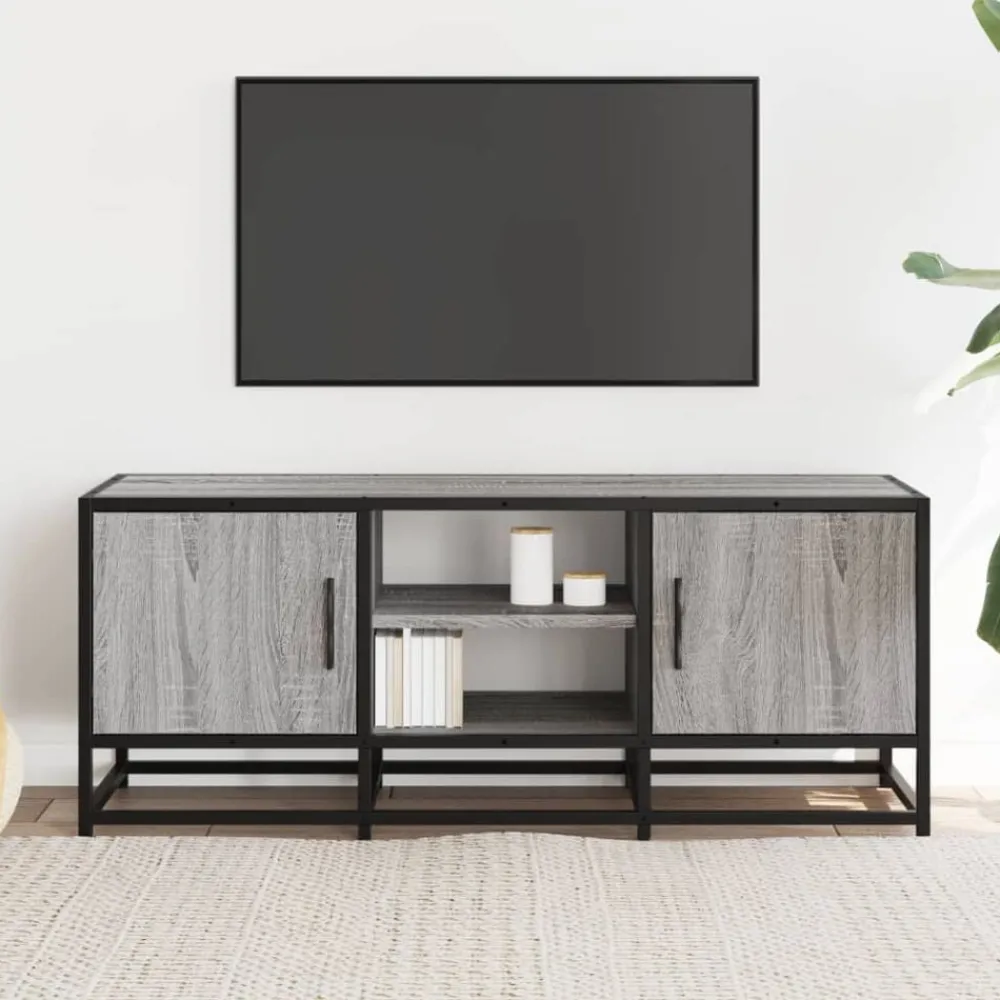 Tv-meubel 100x35x41 cm bewerkt hout metaal eiken>vidaXL Sale