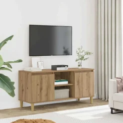 Tv-meubel 102x35x50 cm bewerkt hout artisanaal eikenkleur><noscript><img width=