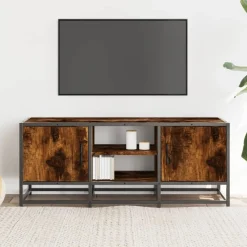 Tv-Meubels*vidaXL Tv-meubel 100x35x41 cm bewerkt hout metaal kleurig Gerookt eiken