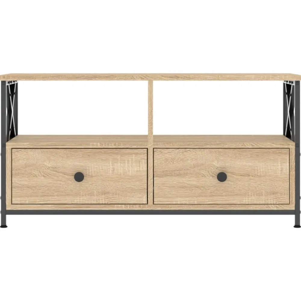 Tv-Meubels*vidaXL Tv-meubel 90x33x45 cm bewerkt hout en ijzer sonoma eikenkleur