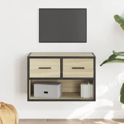 Tv-Meubels*vidaXL Tv-meubel 60x31x39,5 cm bewerkt hout metaal kleurig Sonoma eiken